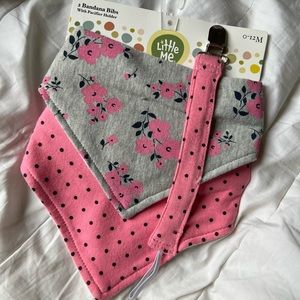 NEW Bandana Bibs With Pacifier Holder
